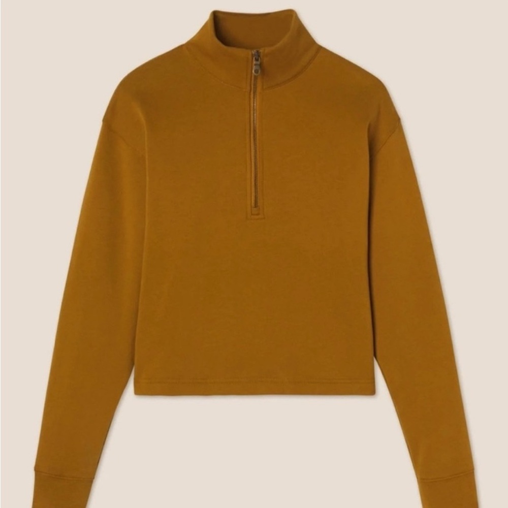 Girlfriend Collective Sycamore Half-Zip Cropped Sweatshirt